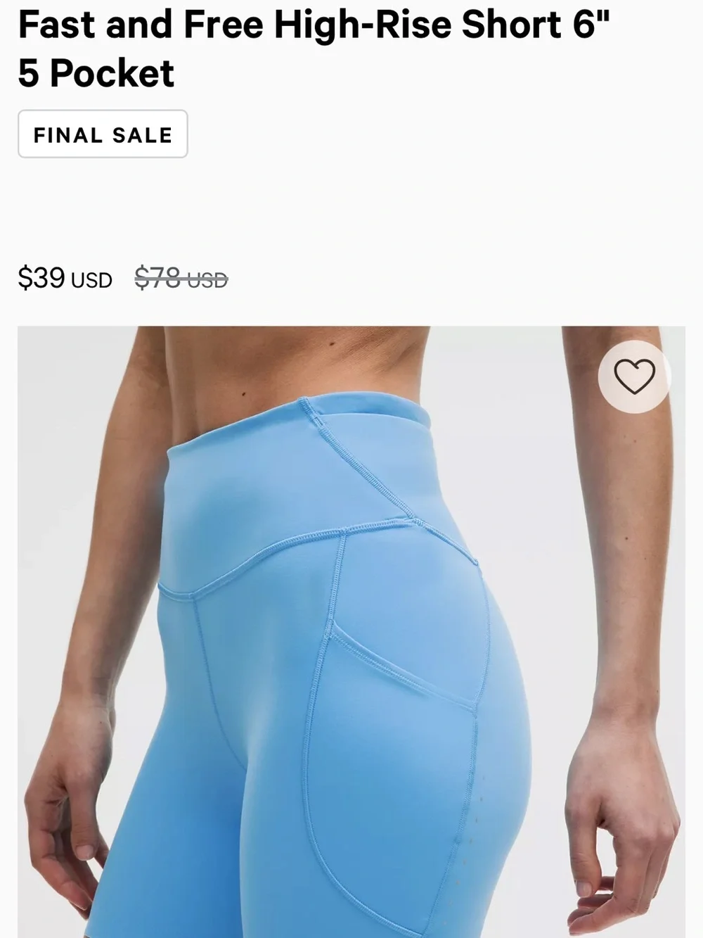 Lululemon  align 6 inch light blue shorts size 2 wore once